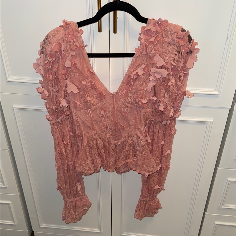 ASOS Elegant Pink Blouse with Floral Accents